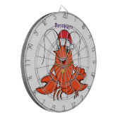 クリスマスのハットロブスターを着た可愛い幸せアニメ ダーツボード (正面左)