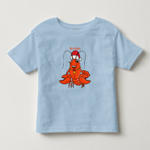 クリスマスのハットロブスターを着た可愛い幸せアニメ トドラーTシャツ