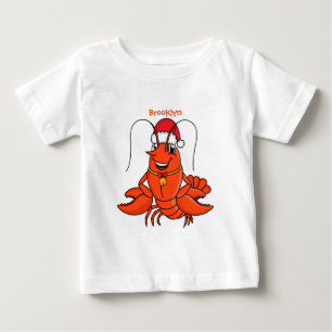 クリスマスのハットロブスターを着た可愛い幸せアニメ ベビーTシャツ