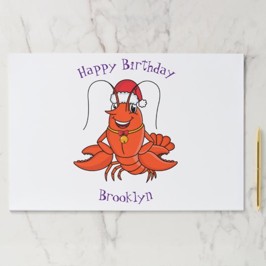 クリスマスのハットロブスターを着た可愛い幸せアニメ ペーパーパッド (インサイチュ)