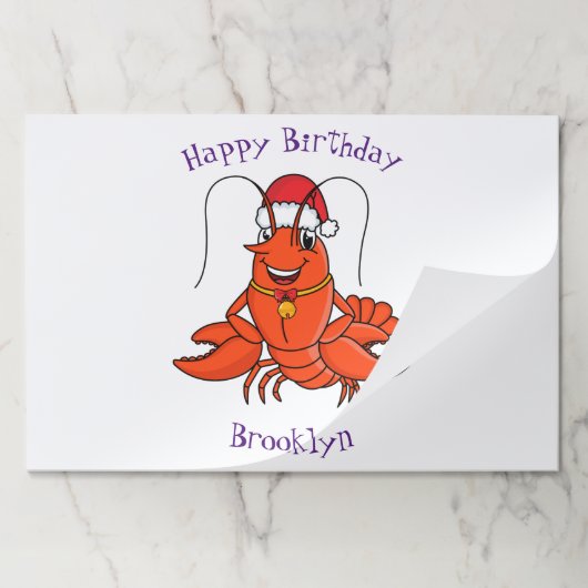 クリスマスのハットロブスターを着た可愛い幸せアニメ ペーパーパッド (折り畳み)