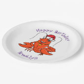 クリスマスのハットロブスターを着た可愛い幸せアニメ ペーパープレート (アングル)
