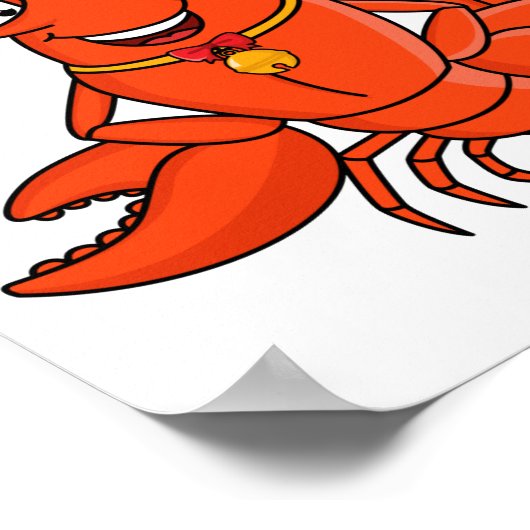 クリスマスのハットロブスターを着た可愛い幸せアニメ ポスター (角)