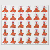クリスマスのハットロブスターを着た可愛い幸せアニメ ラッピングペーパー (フラット)