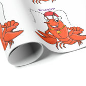 クリスマスのハットロブスターを着た可愛い幸せアニメ ラッピングペーパー (ロールコーナー)