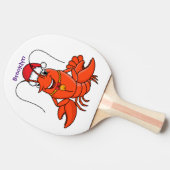 クリスマスのハットロブスターを着た可愛い幸せアニメ 卓球ラケット (横)