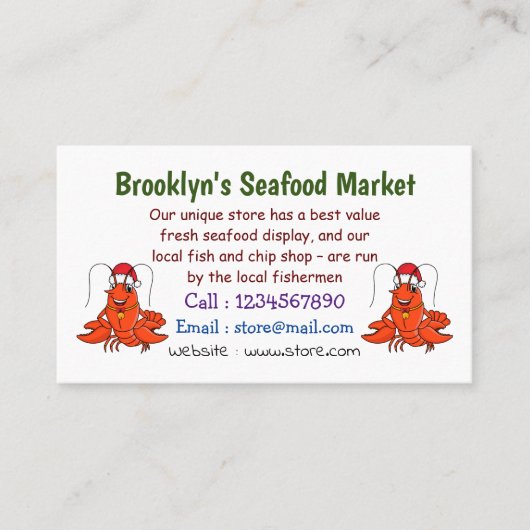 クリスマスのハットロブスターを着た可愛い幸せアニメ 名刺 (正面)