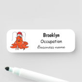 クリスマスのハットロブスターを着た可愛い幸せアニメ 名札 (インサイチュ)