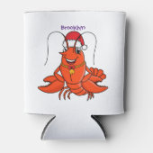 クリスマスのハットロブスターを着た可愛い幸せアニメ 缶クーラー (正面)