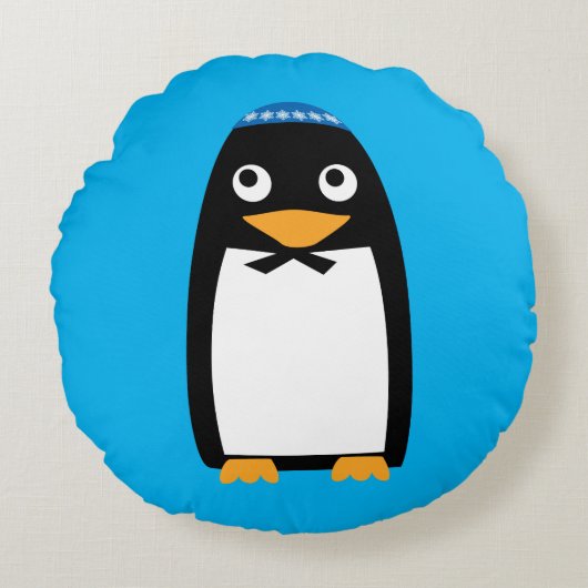 クリスマスのハヌカーのユダヤ人のペンギンYamulke ラウンドクッション (正面)