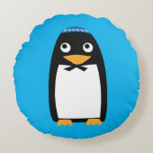 クリスマスのハヌカーのユダヤ人のペンギンYamulke ラウンドクッション (正面)