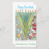 クリスマスのハヌカーの挨拶状 シーズンカード (正面/裏面)