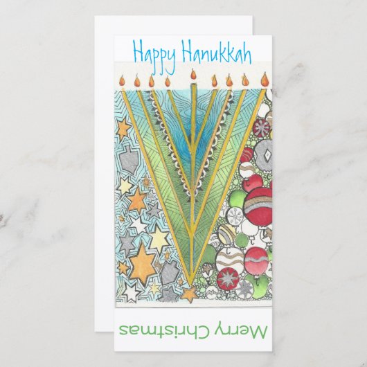 クリスマスのハヌカーの挨拶状 シーズンカード (正面/裏面)