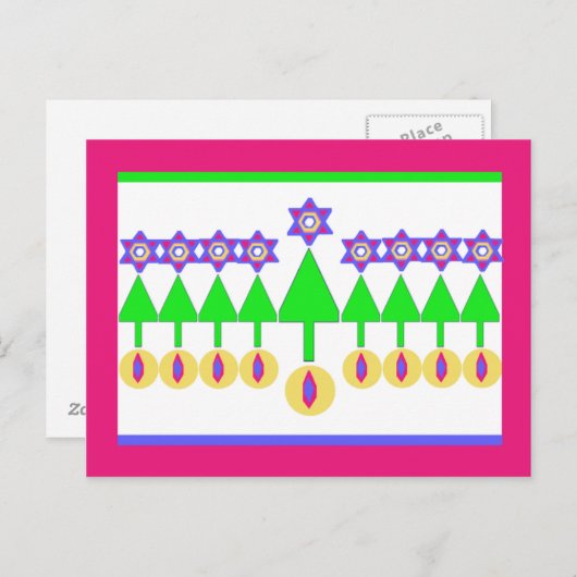 クリスマスのハヌカーの逆さまの郵便はがき シーズンポストカード (正面/裏面)