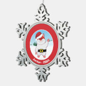 クリスマスのハムスター スノーフレークピューターオーナメント (右)