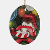 クリスマスのハムスター- Hammieの休日 セラミックオーナメント (右)
