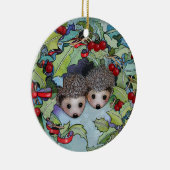 クリスマスのハリネズミのオーナメント セラミックオーナメント (右)