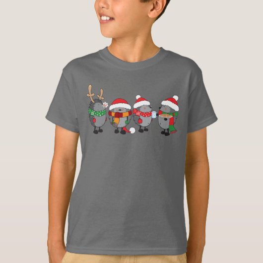 クリスマスのハリネズミ Tシャツ (正面)