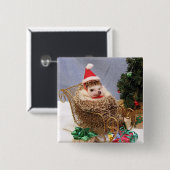クリスマスのハリネズミPin 缶バッジ (正面&裏面)
