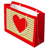 クリスマスのハートとストライプ ラージペーパーバッグ (裏面アングル)