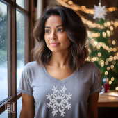 クリスマスのハートの雪の結晶の装飾クラシック Tシャツ