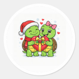 クリスマスのハートギフト ラウンドシール