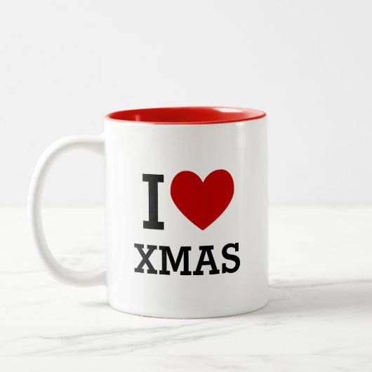 クリスマスのハート 二色 コーヒーマグ ツートーンマグカップ (左)
