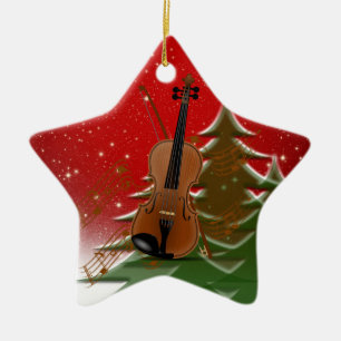 クリスマスのバイオリン セラミックオーナメント