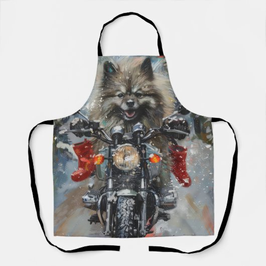 クリスマスのバイクに乗ったケースホンド エプロン (正面)
