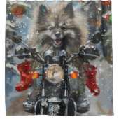 クリスマスのバイクに乗ったケースホンド シャワーカーテン (正面)
