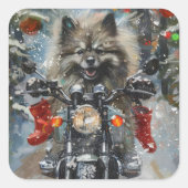 クリスマスのバイクに乗ったケースホンド スクエアシール (正面)