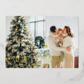 クリスマスのバジェットエレガントボタニカルフローラ 箔シーズンカード (正面)