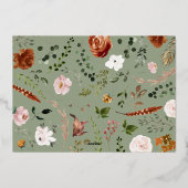 クリスマスのバジェットエレガントボタニカルフローラ 箔シーズンカード (裏面)