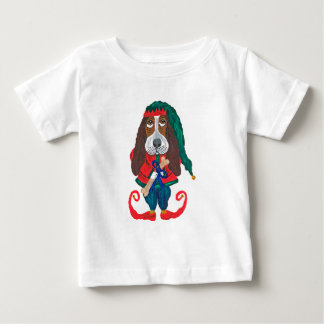 クリスマスのバセットハウンドのエルフ ベビーTシャツ