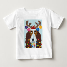クリスマスのバセットハウンド ベビーTシャツ