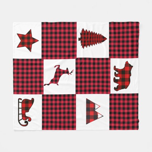 クリスマスのバッファローの格子縞毛布 フリースブランケット (正面(横))