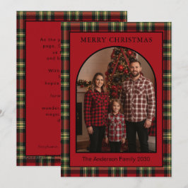 クリスマスのバッファロー柄のレッドタータンチェックのアーチ 1 写真 シーズンカード
