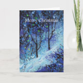 クリスマスのバニーウサギのSnowyの森林挨拶状 シーズンカード (正面)