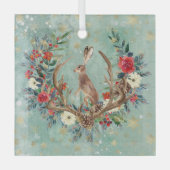 クリスマスのバニー〔雄ジカの〕枝角 ガラスオーナメント (正面)