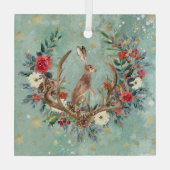 クリスマスのバニー〔雄ジカの〕枝角 ガラスオーナメント (裏面)