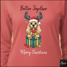 クリスマスのバフ色コッカー・スパニエル ギフト グラフィック トライブレンドTシャツ