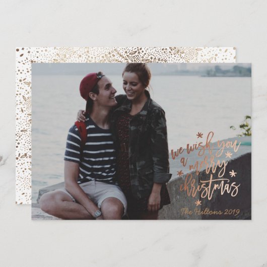 クリスマスのバラのホイル写真 シーズンカード (正面/裏面)