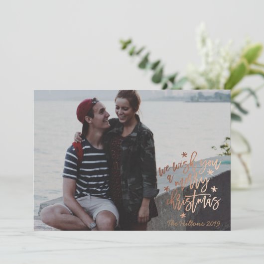 クリスマスのバラのホイル写真 シーズンカード (スタンド正面)