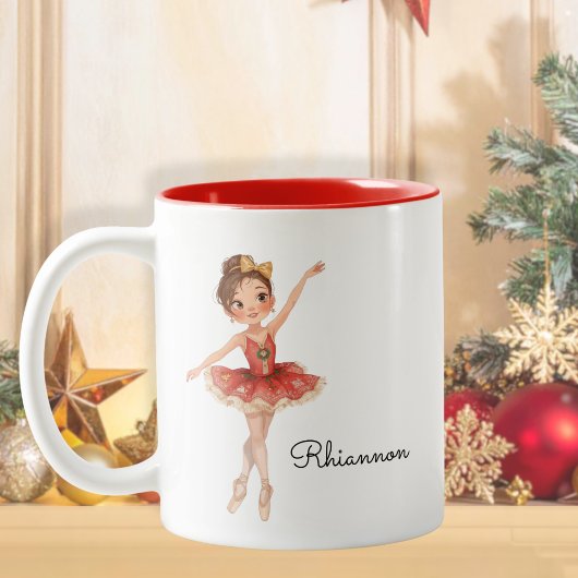 クリスマスのバレエ少女ダンサー ツートーンマグカップ