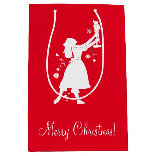 クリスマスのバレリーナそしてくるみ割り ミディアムペーパーバッグ (正面)