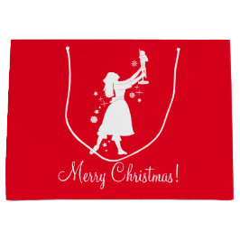 クリスマスのバレリーナそしてくるみ割り ラージペーパーバッグ