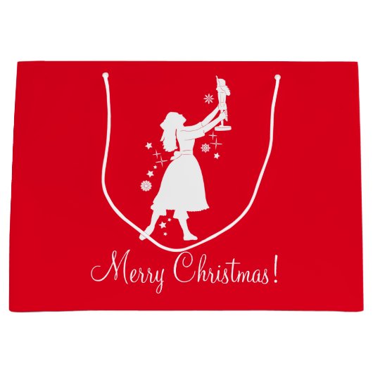 クリスマスのバレリーナそしてくるみ割り ラージペーパーバッグ (正面)