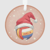 クリスマスのバレーボール 赤いサンタ帽子 名前入り オーナメント (裏面)