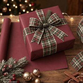 クリスマスのバーガンディ無地 ラッピングペーパー