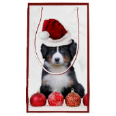 クリスマスのバーニーズ・マウンテン・ドッグのギフトバッグ スモールペーパーバッグ (正面)